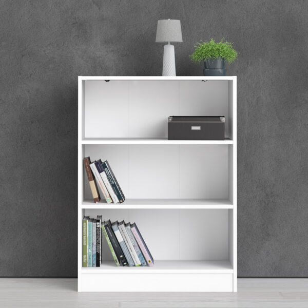 Basic Low Wide Bookcase (2 Shelves) in White - Image 9