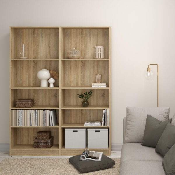 Basic Tall Wide Bookcase (4 Shelves) in Oak - Image 4
