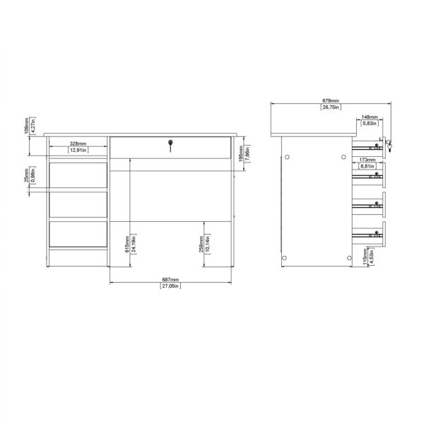 Function Plus 4 Drawer Desk Handleless Drawer in Jackson Hickory Oak - Image 10