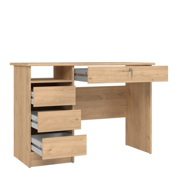 Function Plus 4 Drawer Desk Handleless Drawer in Jackson Hickory Oak - Image 5
