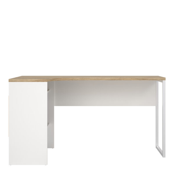 Function Plus Corner Desk 2 Drawers in White and Oak - Image 3