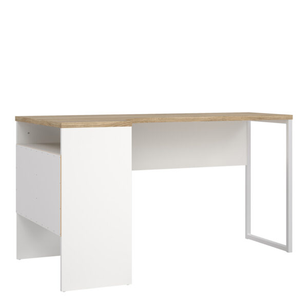 Function Plus Corner Desk 2 Drawers in White and Oak - Image 4