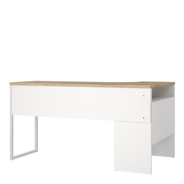 Function Plus Corner Desk 2 Drawers in White and Oak - Image 5