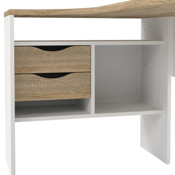 Function Plus Corner Desk 2 Drawers in White and Oak - Image 7
