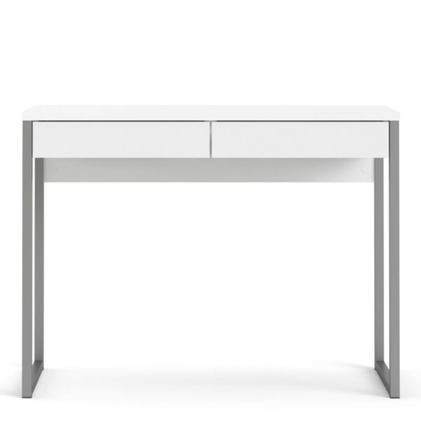 Function Plus Desk 2 Drawers in White High Gloss - Image 3