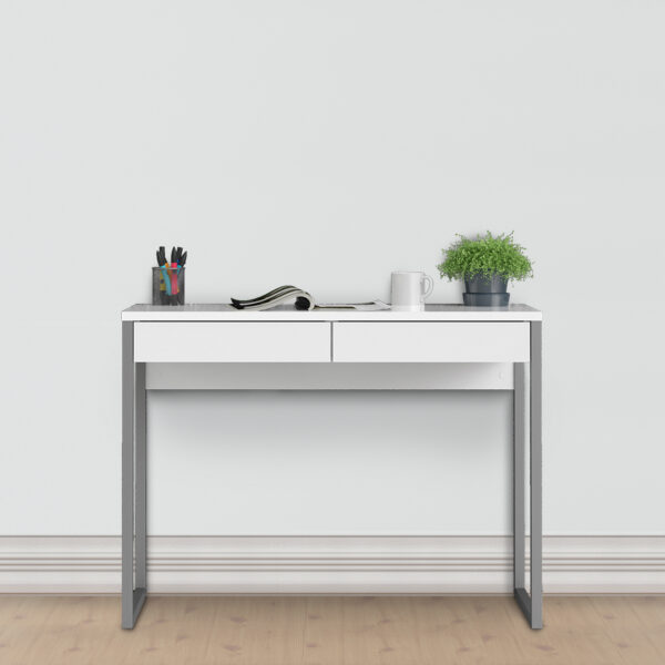 Function Plus Desk 2 Drawers in White High Gloss - Image 2