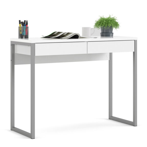 Function Plus Desk 2 Drawers in White High Gloss - Image 6