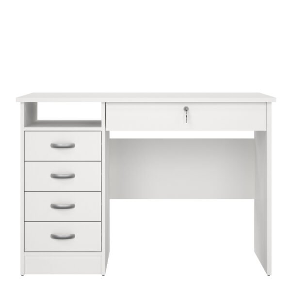Function Plus Desk 5 Drawers in White - Image 3
