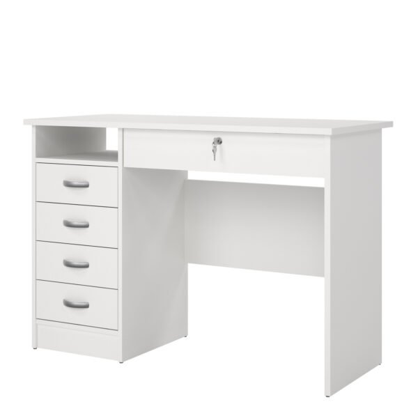 Function Plus Desk 5 Drawers in White - Image 4