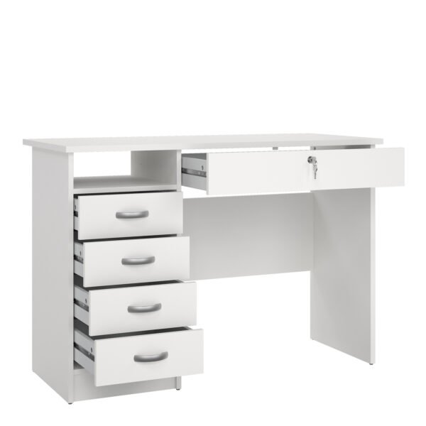 Function Plus Desk 5 Drawers in White - Image 5