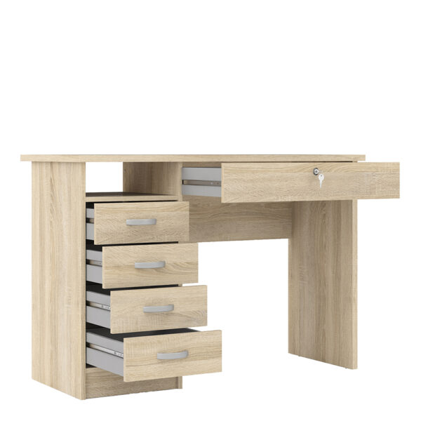 Function Plus Desk 5 Drawers in Oak - Image 5