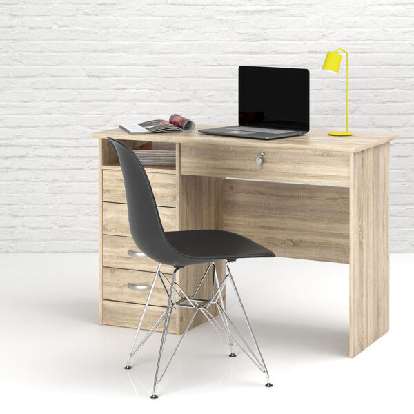 Function Plus Desk 5 Drawers in Oak - Image 6