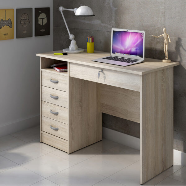 Function Plus Desk 5 Drawers in Oak - Image 7