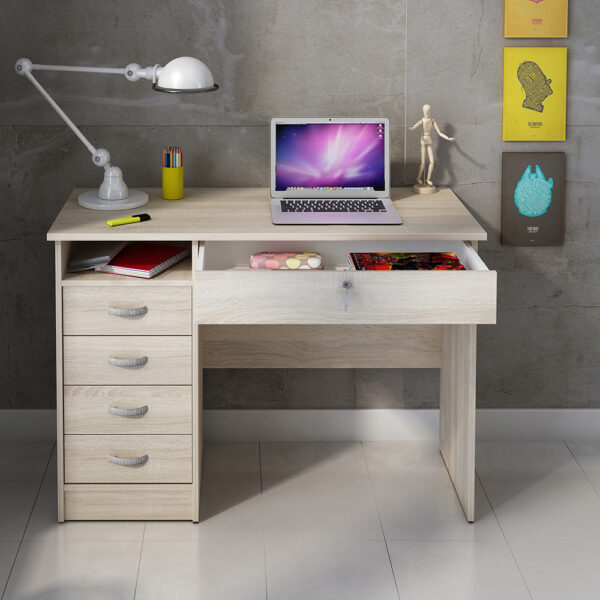 Function Plus Desk 5 Drawers in Oak - Image 8