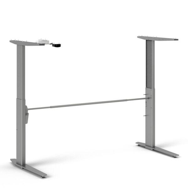 Prima Desk 150cm in White with Height Adjustable Legs with Electric Control in Silver Grey Steel - Image 9