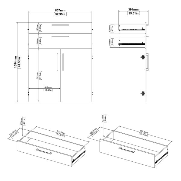 Prima Bookcase 2 Shelves with 2 Drawers 2 Doors In Oak - Image 13