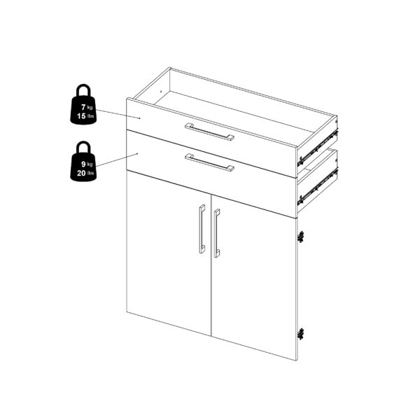 Prima Bookcase 2 Shelves with 2 Drawers 2 Doors In Oak - Image 15