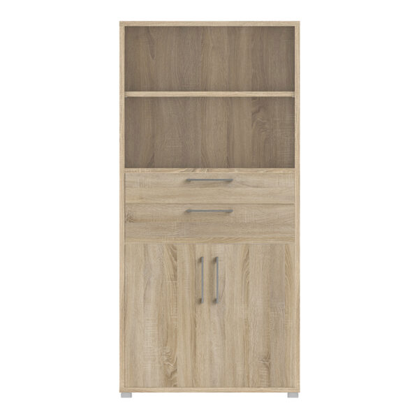 Prima Bookcase 2 Shelves with 2 Drawers 2 Doors In Oak - Image 3