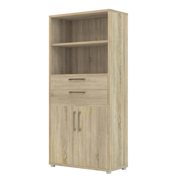 Prima Bookcase 2 Shelves with 2 Drawers 2 Doors In Oak - Image 4