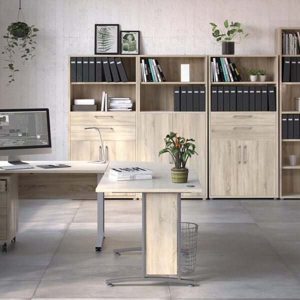 Prima Bookcase 2 Shelves with 2 Drawers 2 Doors In Oak - Image 7