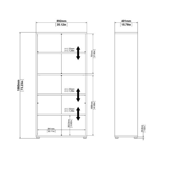 Prima Bookcase 1 Shelf With 2 Drawers 2 File Drawers In Black Woodgrain - Image 6
