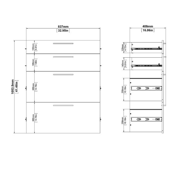 Prima Bookcase 1 Shelf With 2 Drawers 2 File Drawers In Black Woodgrain - Image 7