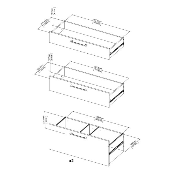 Prima Bookcase 1 Shelf With 2 Drawers 2 File Drawers In Black Woodgrain - Image 8
