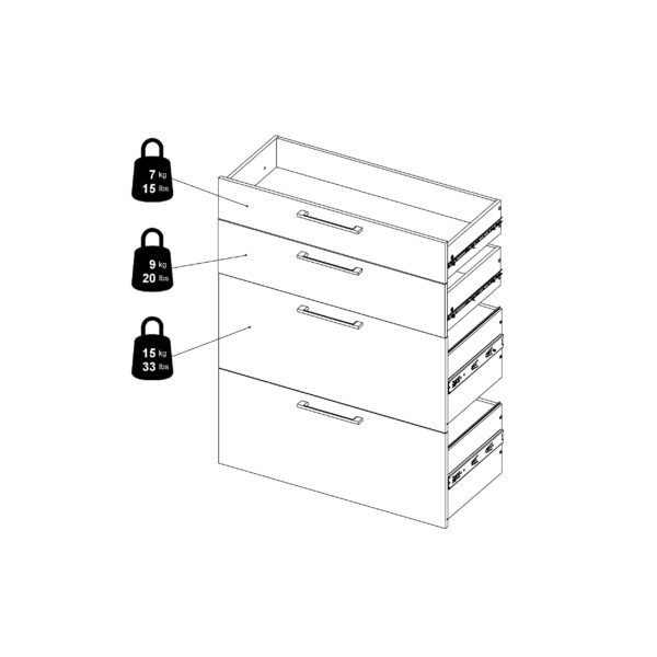 Prima Bookcase 1 Shelf With 2 Drawers 2 File Drawers In Black Woodgrain - Image 9