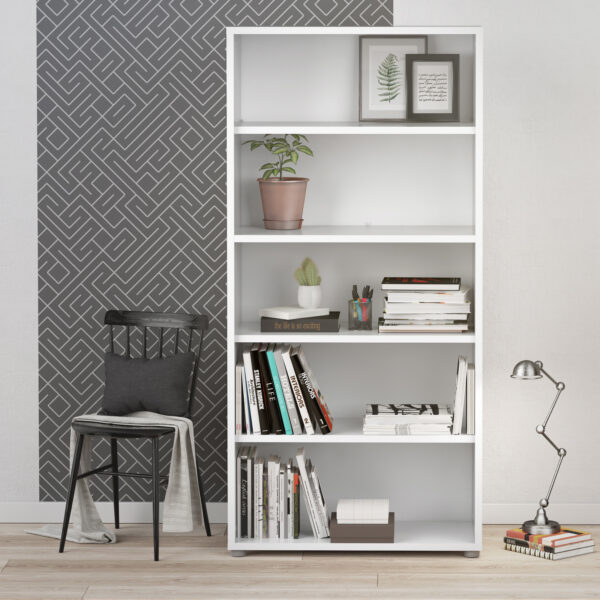 Prima Bookcase 4 Shelves in White - Image 2