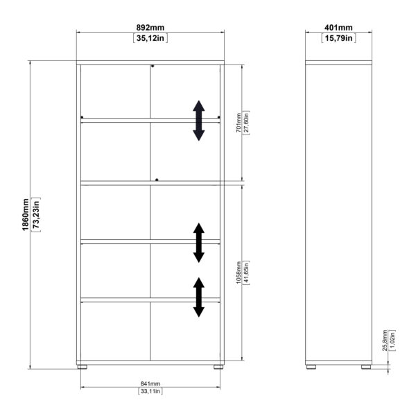 Prima Bookcase 4 Shelves in White - Image 9