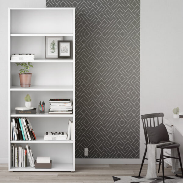 Prima Bookcase 5 Shelves in White - Image 5