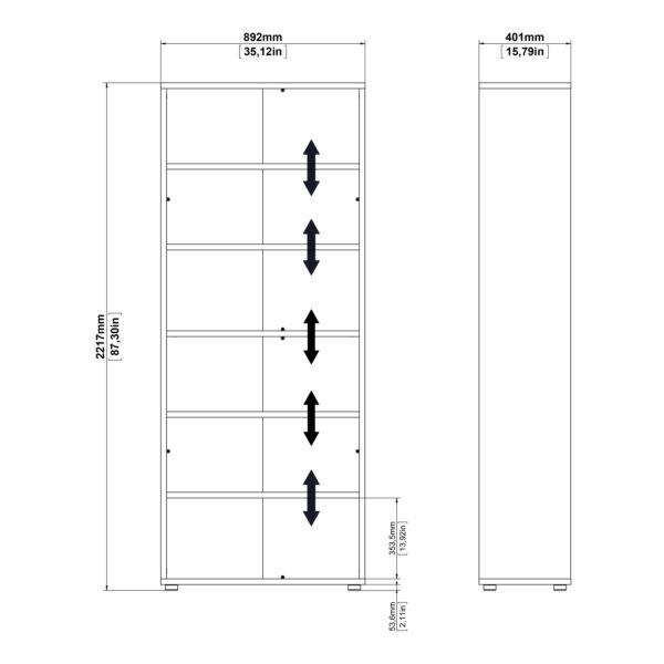 Prima Bookcase 5 Shelves in White - Image 9