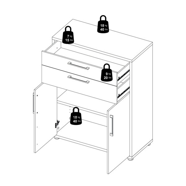 Prima Bookcase 1 Shelf with 2 Drawers 2 Doors in Oak - Image 11