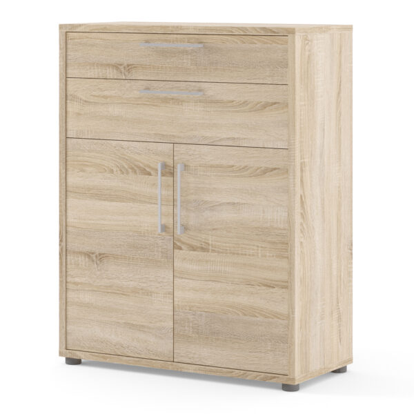 Prima Bookcase 1 Shelf with 2 Drawers 2 Doors in Oak - Image 3