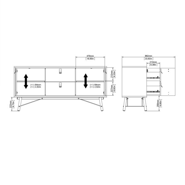 Ry Sideboard 2 Doors 2 Drawers in Matt Black Walnut - Image 11