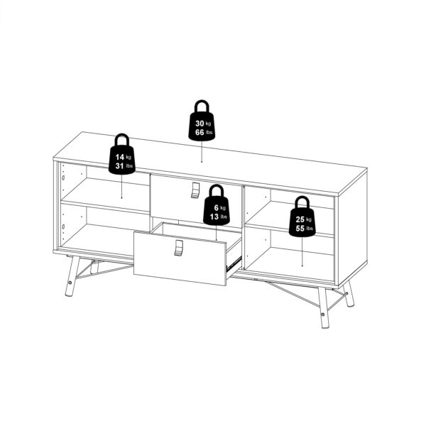 Ry Sideboard 2 Doors 2 Drawers in Matt Black Walnut - Image 12
