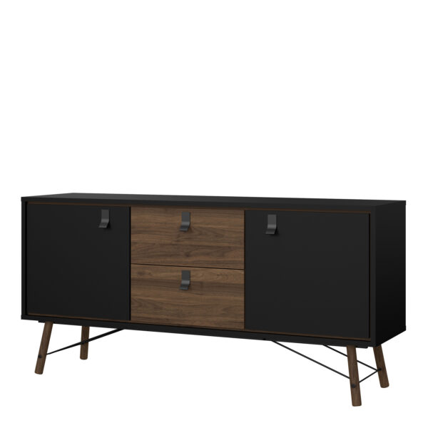 Ry Sideboard 2 Doors 2 Drawers in Matt Black Walnut - Image 3