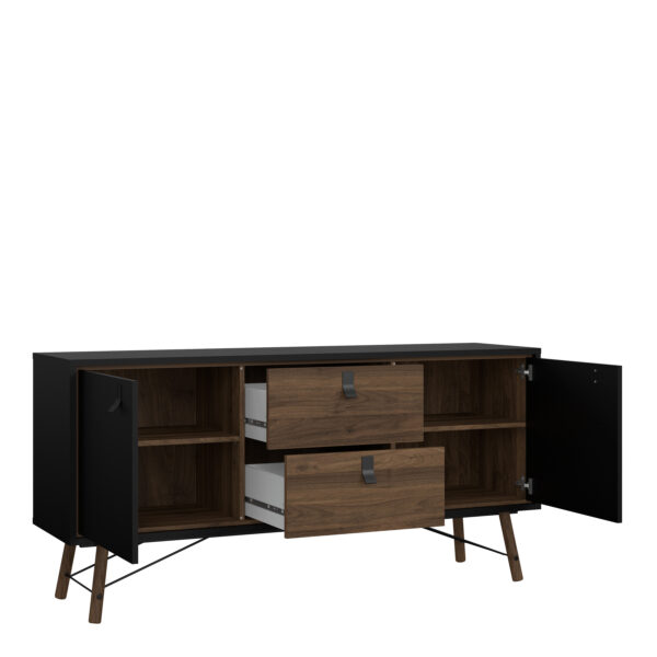 Ry Sideboard 2 Doors 2 Drawers in Matt Black Walnut - Image 5