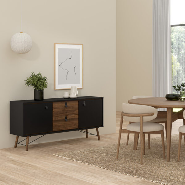 Ry Sideboard 2 Doors 2 Drawers in Matt Black Walnut - Image 6