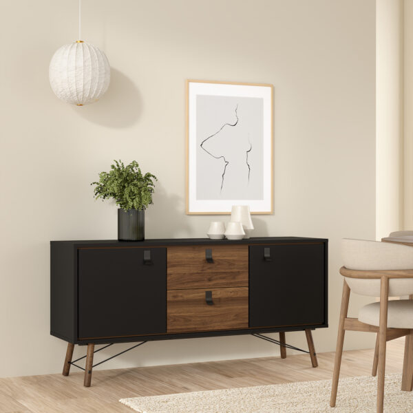 Ry Sideboard 2 Doors 2 Drawers in Matt Black Walnut - Image 7
