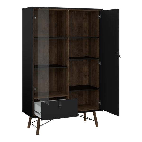 Ry China Cabinet 1 Door 1 Glass Door 1 Drawer in Matt Black Walnut - Image 5