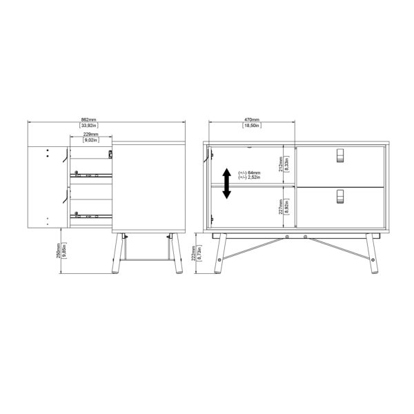 Ry Sideboard with 1 Door 2 Drawers in Matt White - Image 12
