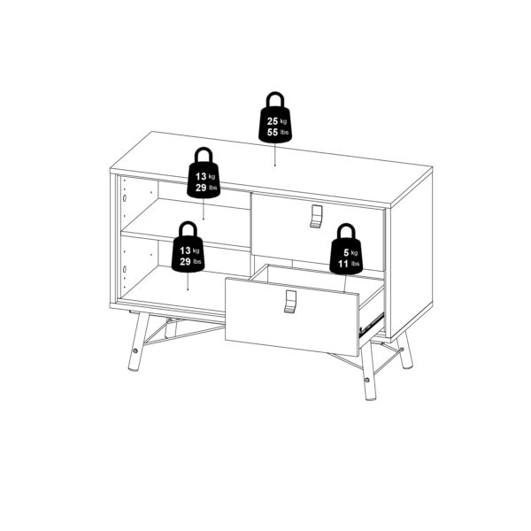 Ry Sideboard with 1 Door 2 Drawers in Matt White - Image 13