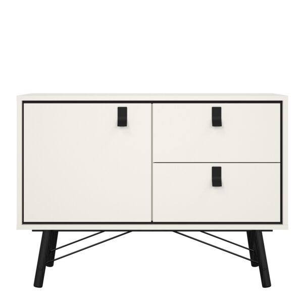 Ry Sideboard with 1 Door 2 Drawers in Matt White - Image 2