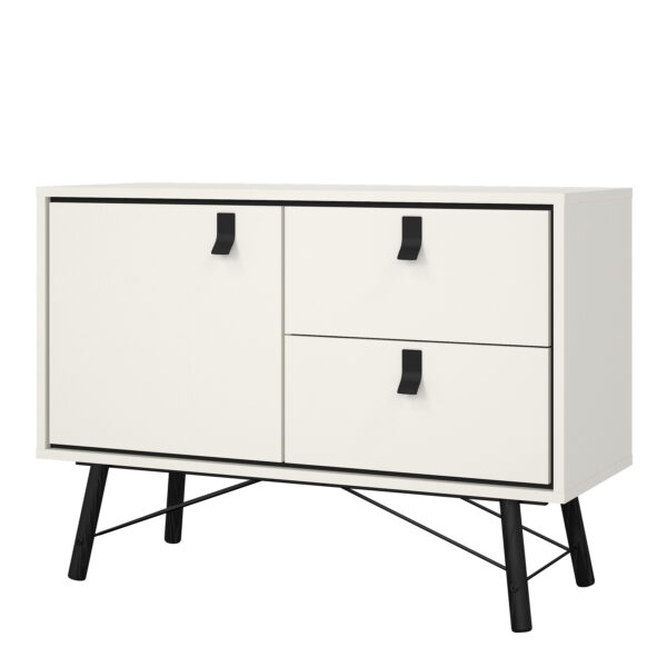 Ry Sideboard with 1 Door 2 Drawers in Matt White - Image 3