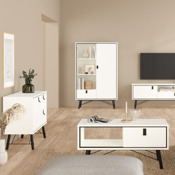 Ry Sideboard with 1 Door 2 Drawers in Matt White - Image 6