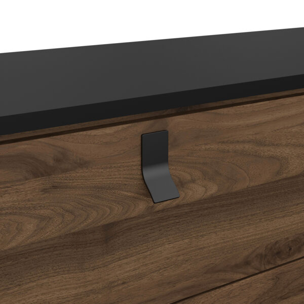 Ry Wide Double Chest of Drawers 6 Drawers in Matt Black Walnut - Image 8