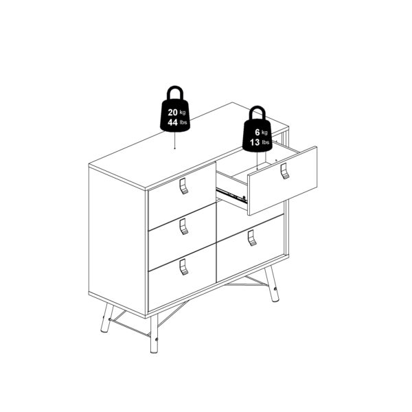 Ry Double Chest of Drawers 6 Drawers in Matt Black Walnut - Image 12