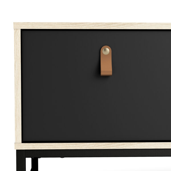 Stubbe TV Unit 1 Door 2 Drawers and Open Shelf in Matt Black Oak - Image 14