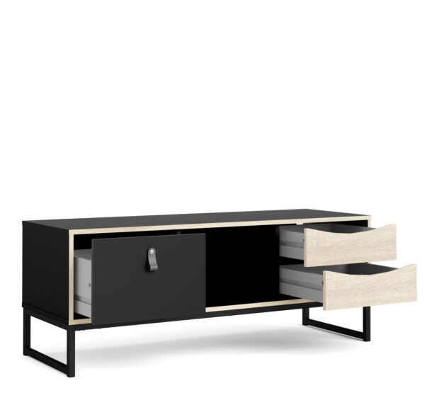 Stubbe TV Unit 1 Door 2 Drawers and Open Shelf in Matt Black Oak - Image 5
